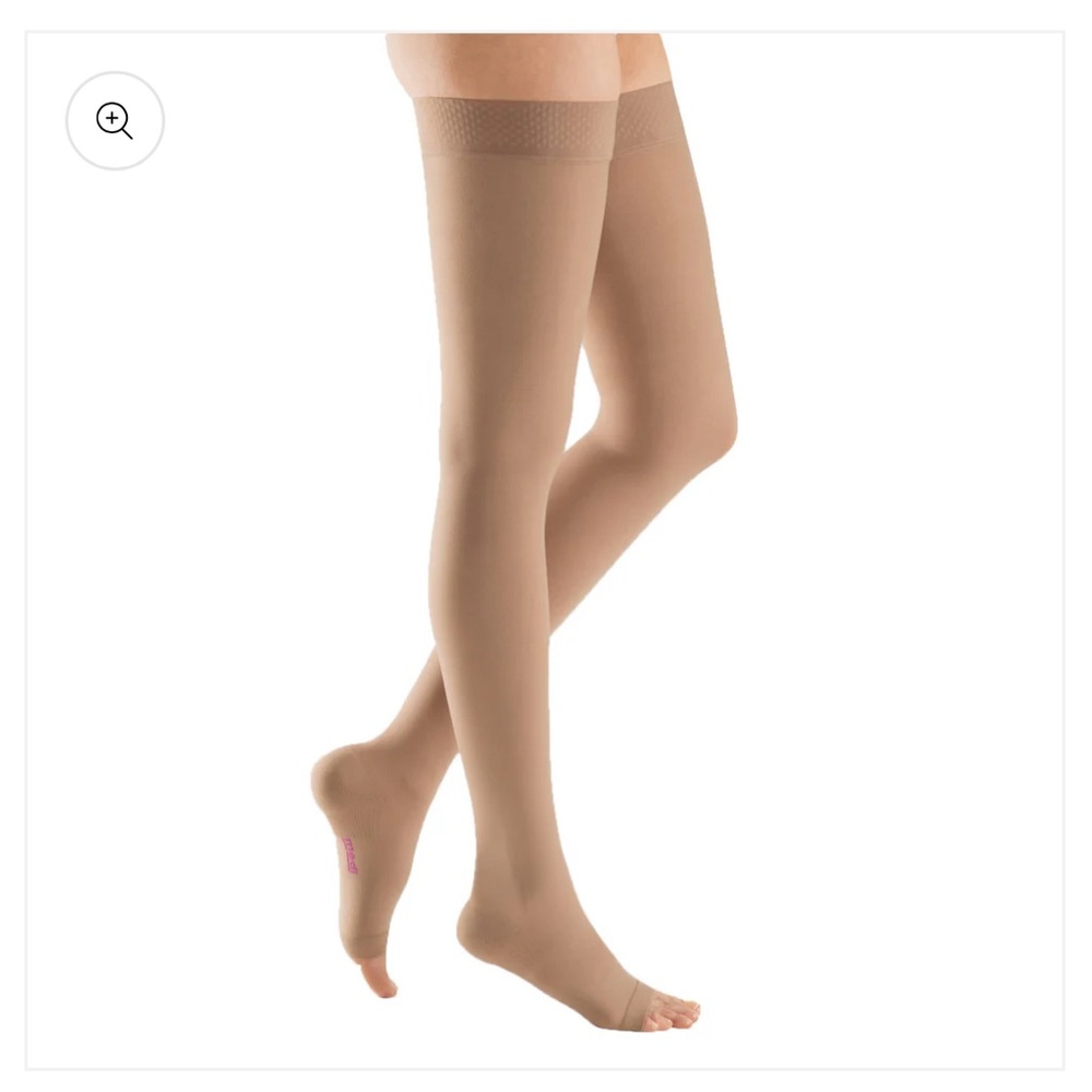 Nude Thigh High Open Toe Compression Stockings Ames Walker Vericose vein support
